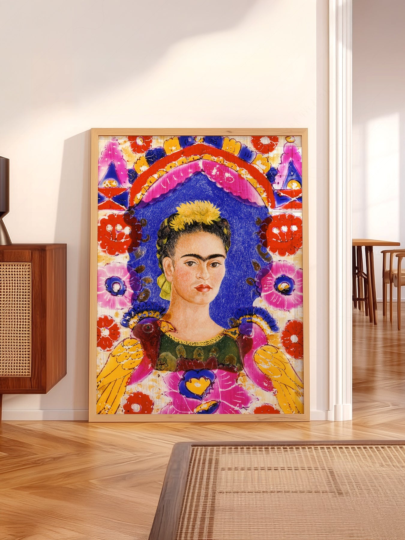 Frida Kahlo Self-Portrait The Frame Art Print – Mexican Folk Art Poster