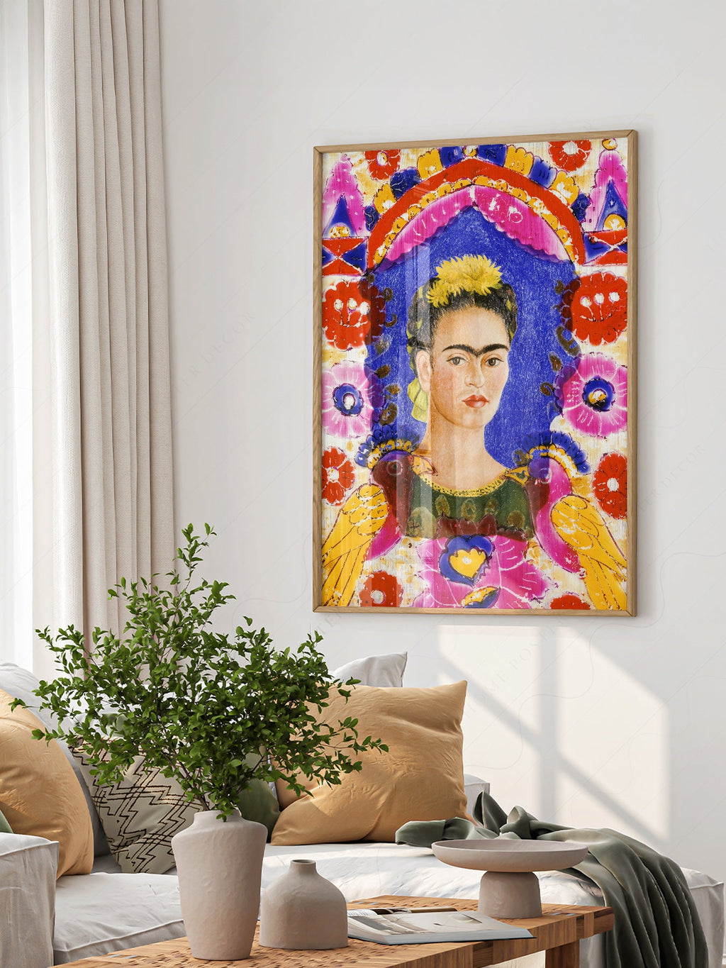 Frida Kahlo Self-Portrait The Frame Art Print – Mexican Folk Art Poster