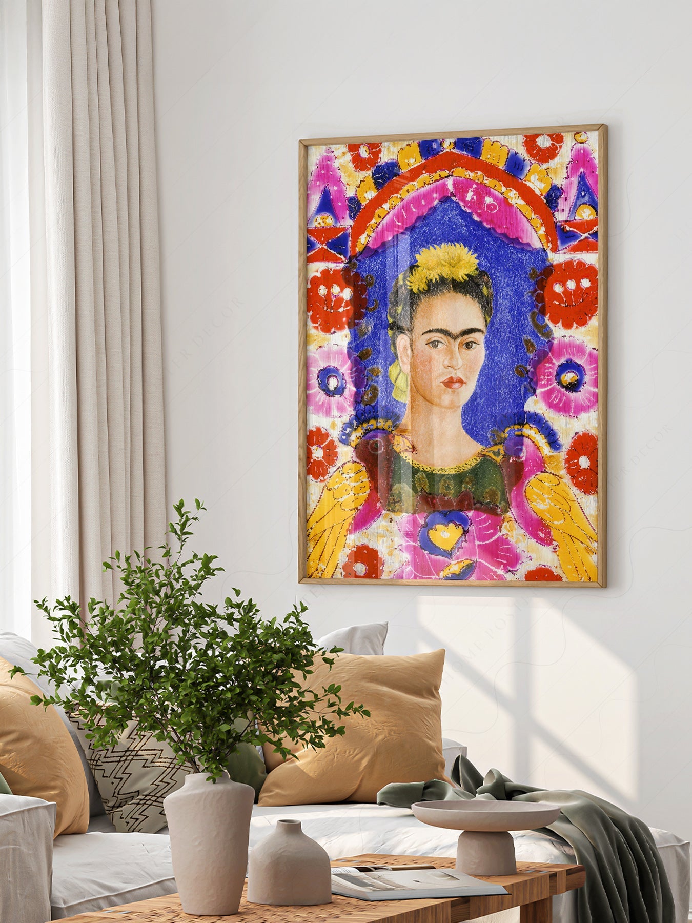 Frida Kahlo Self-Portrait The Frame Art Print – Mexican Folk Art Poster