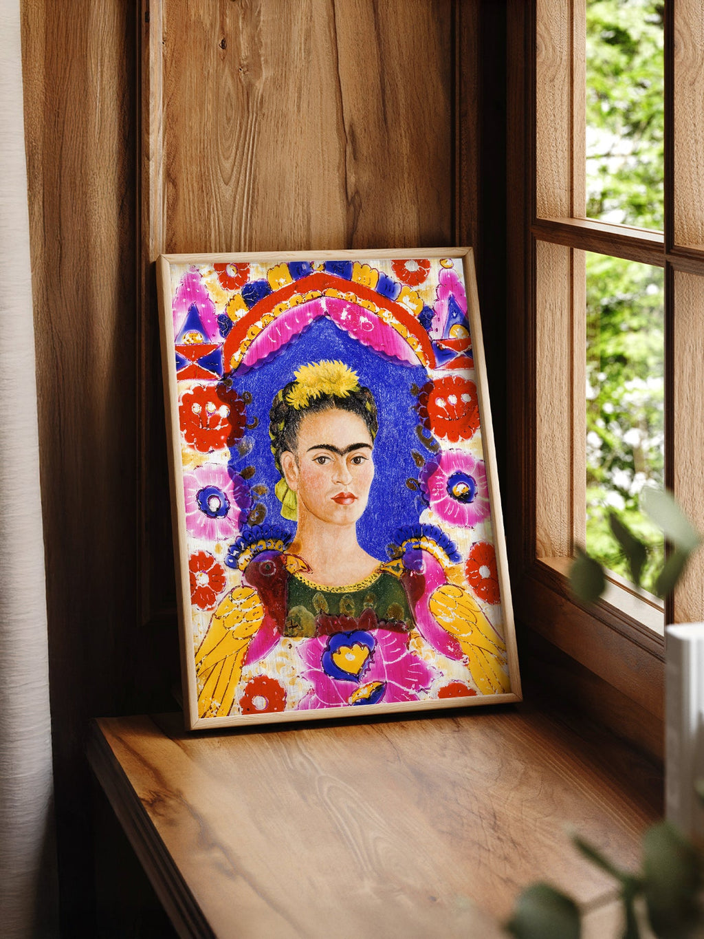 Frida Kahlo Self-Portrait The Frame Art Print – Mexican Folk Art Poster