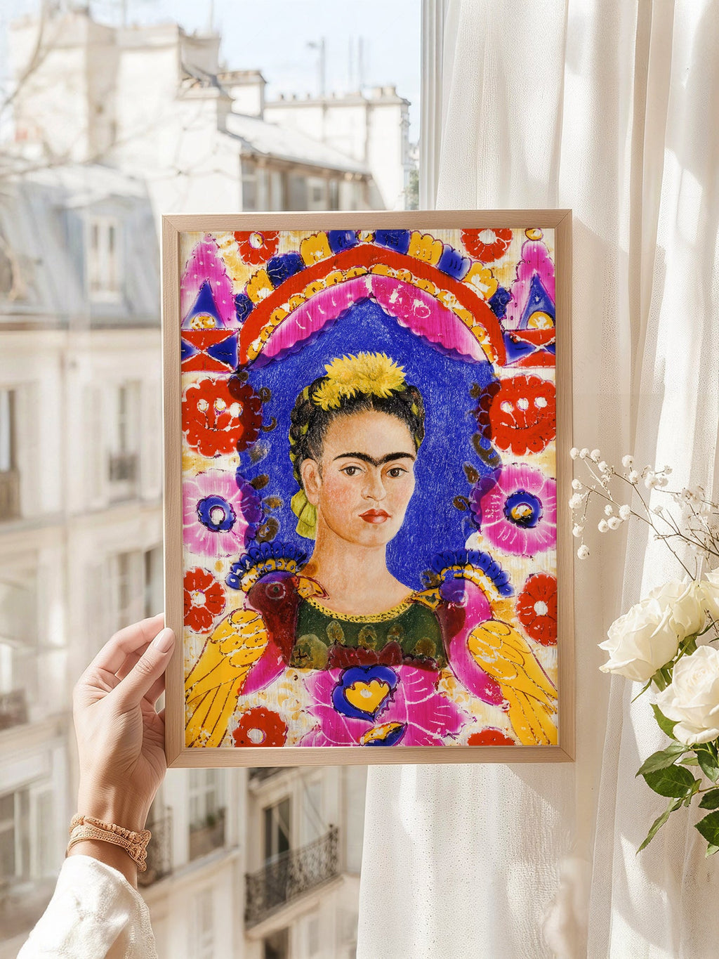 Frida Kahlo Self-Portrait The Frame Art Print – Mexican Folk Art Poster