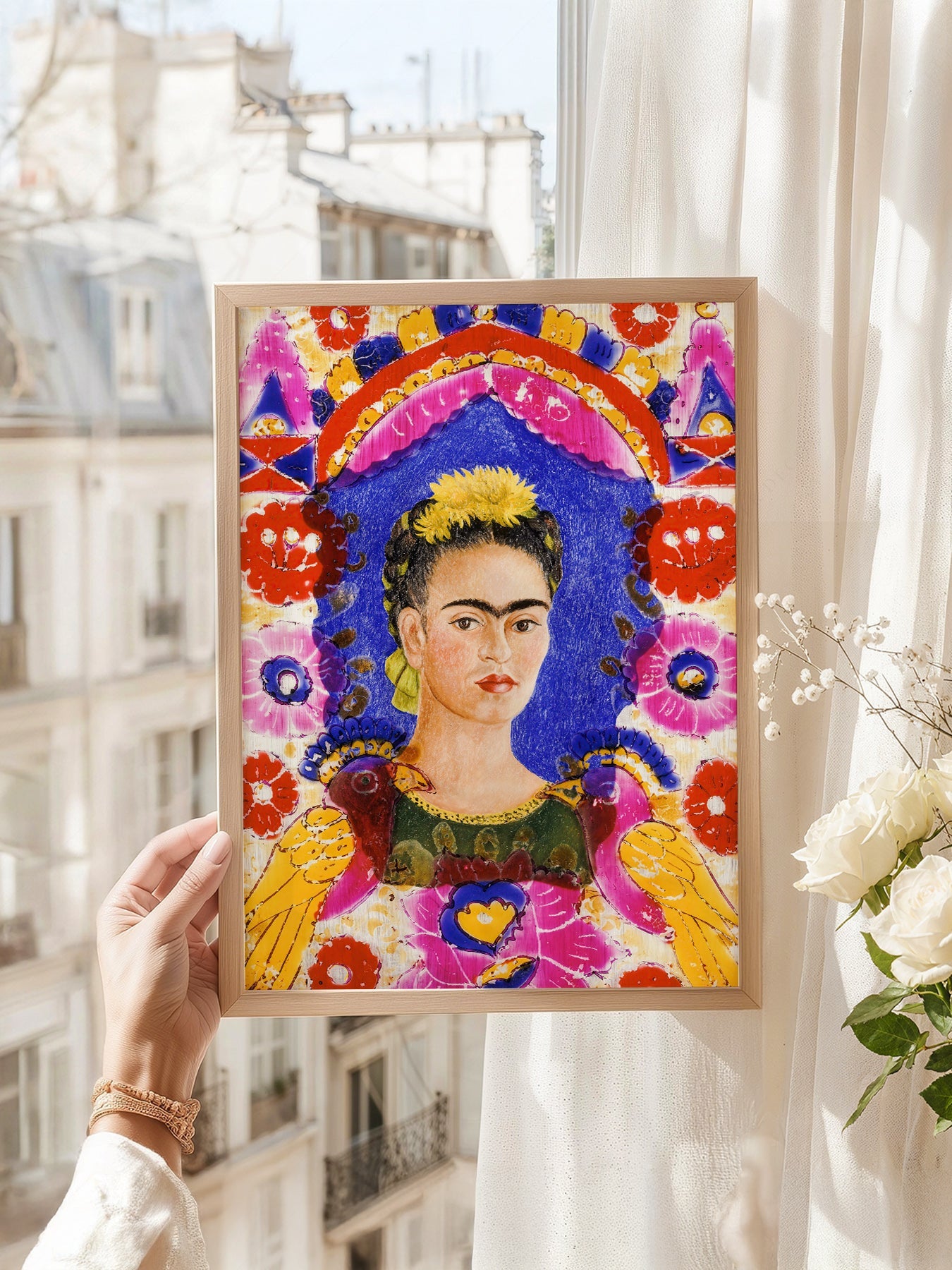 Frida Kahlo Self-Portrait The Frame Art Print – Mexican Folk Art Poster