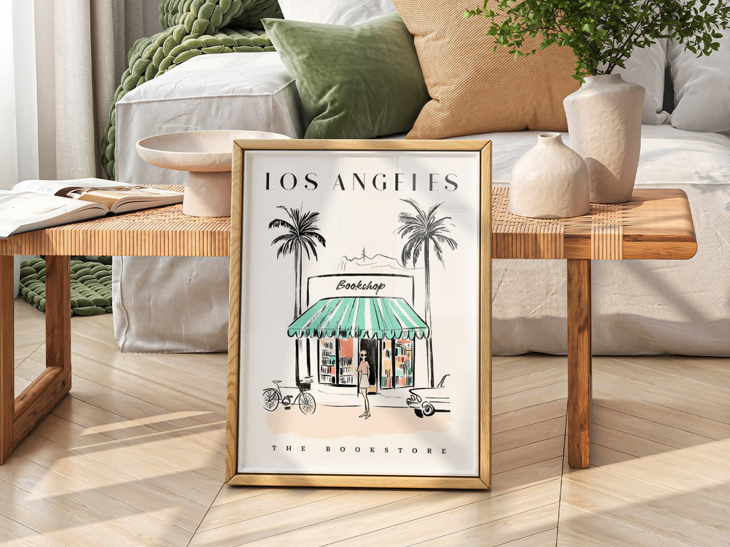 Los Angeles Bookstore Print – California Travel Poster Wall Art