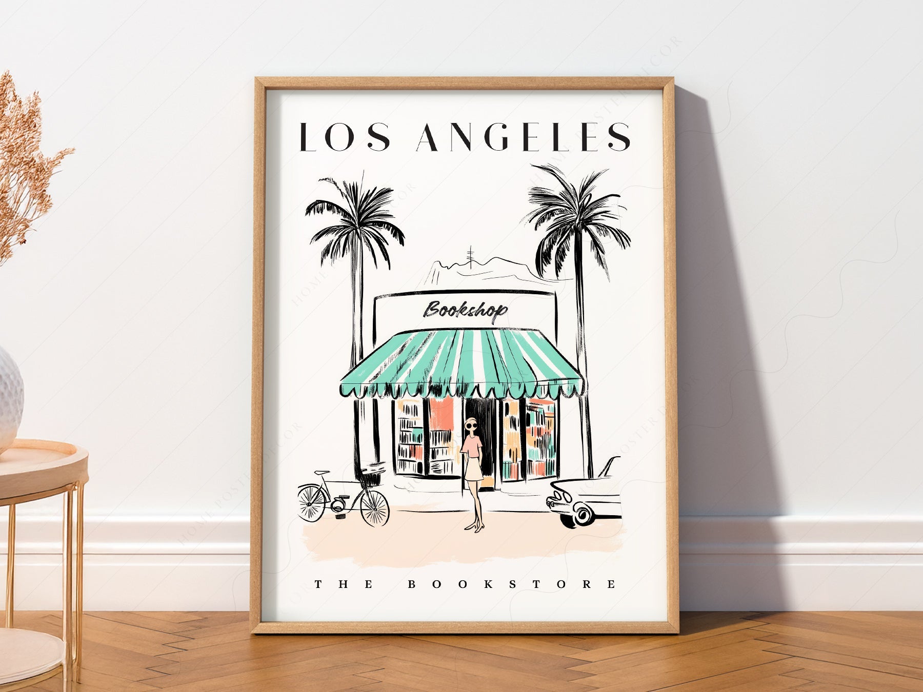 Los Angeles Bookstore Print – California Travel Poster Wall Art