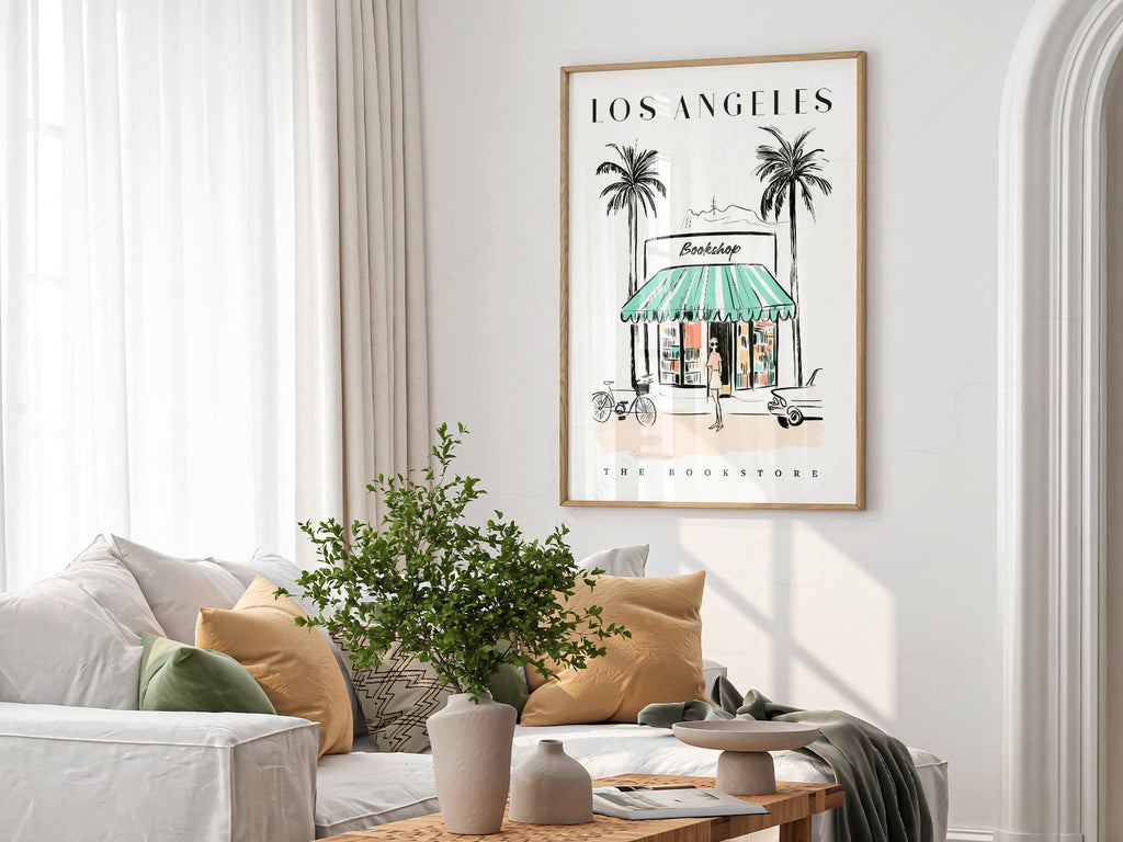 Los Angeles Bookstore Print – California Travel Poster Wall Art