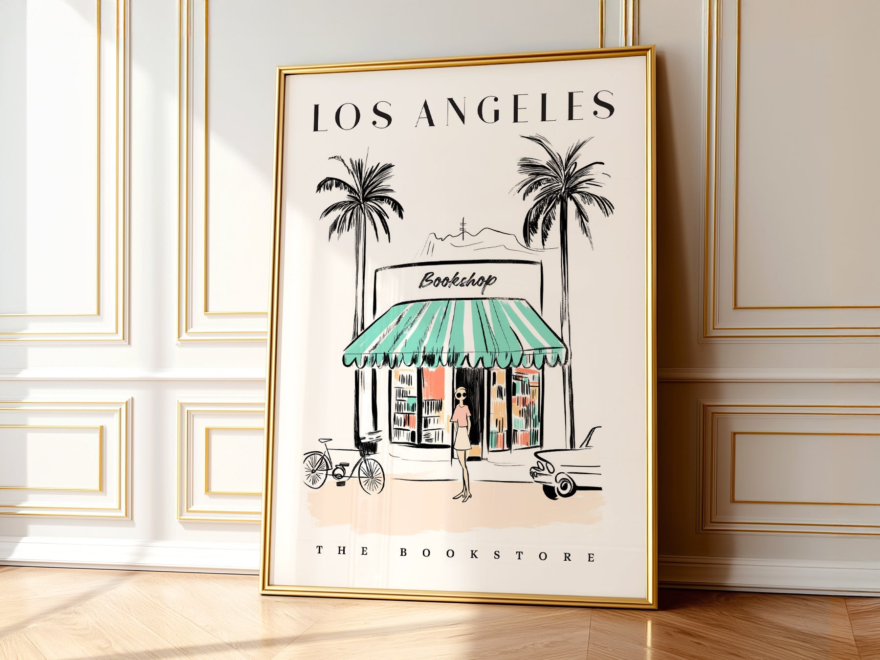 Los Angeles Bookstore Print – California Travel Poster Wall Art
