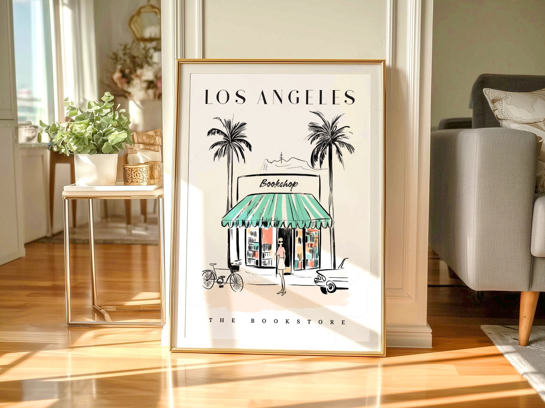 Los Angeles Bookstore Print – California Travel Poster Wall Art