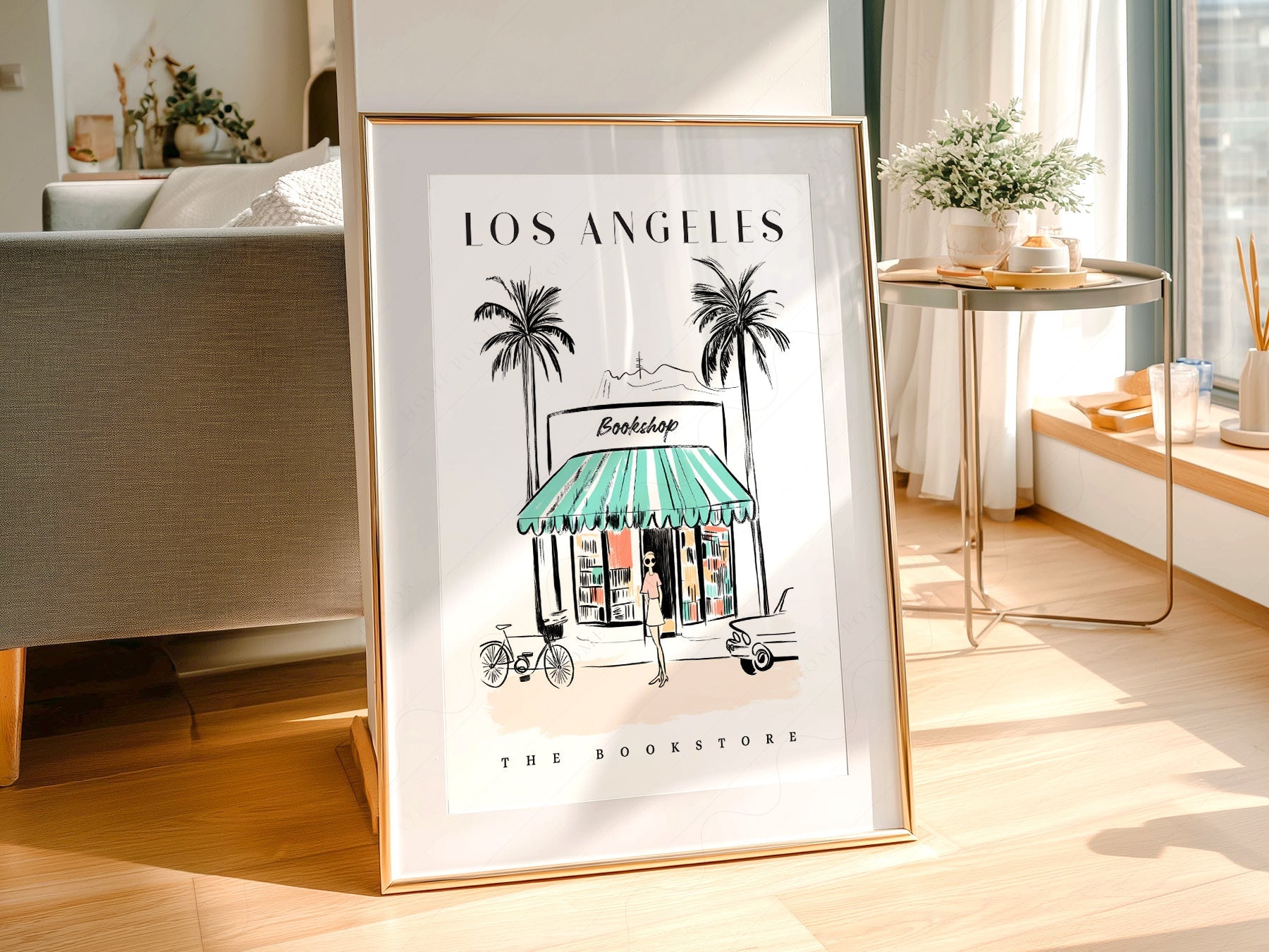 Los Angeles Bookstore Print – California Travel Poster Wall Art