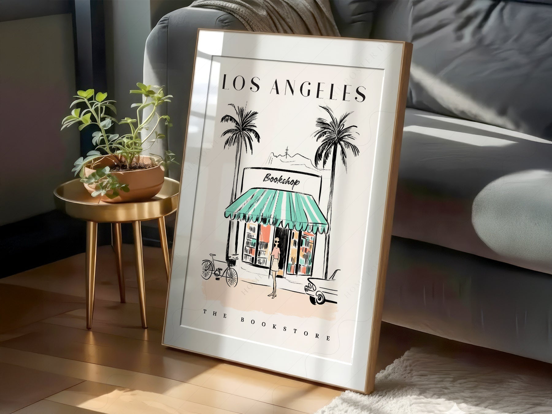 Los Angeles Bookstore Print – California Travel Poster Wall Art