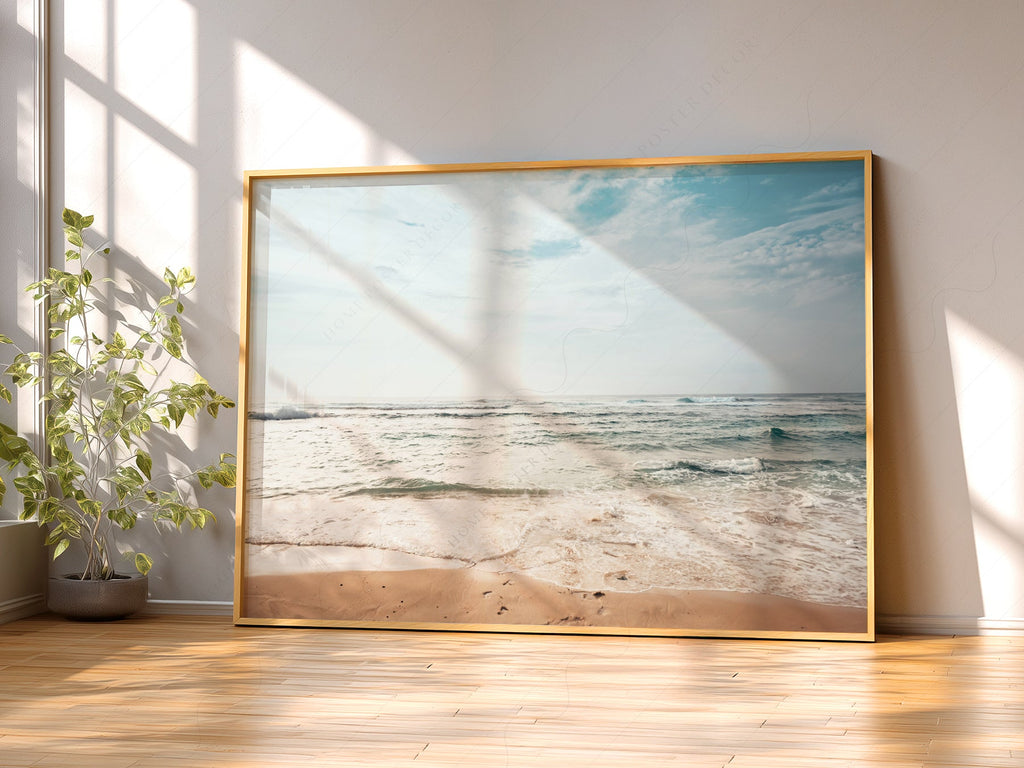 Coastal Beach Photography Print – Ocean Waves Wall Art for Modern Decor