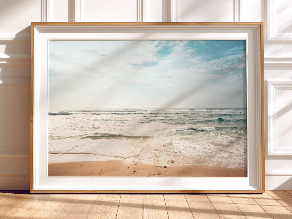 Coastal Beach Photography Print – Ocean Waves Wall Art for Modern Decor