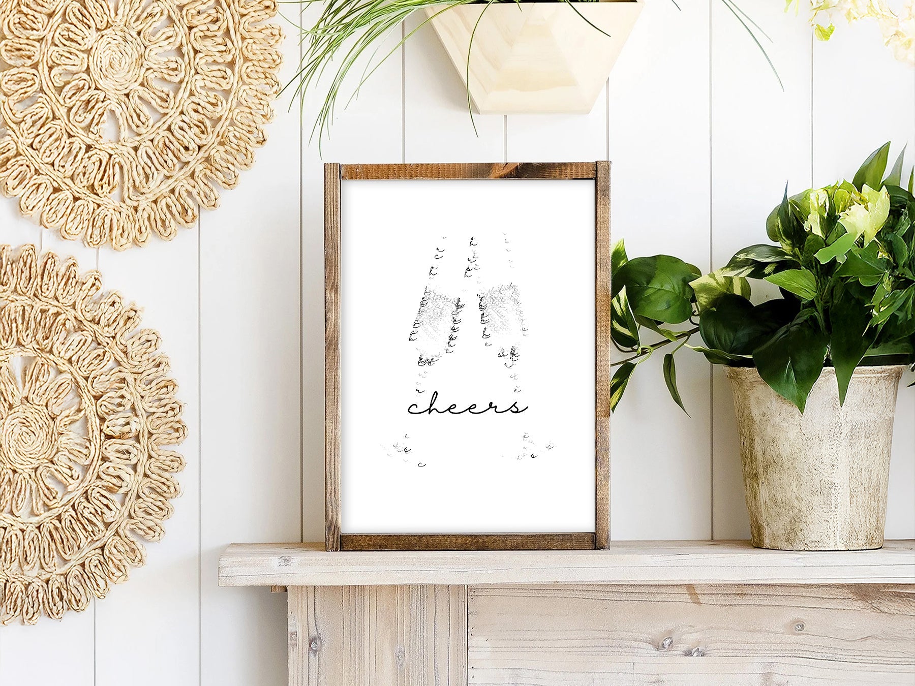 Cheers Champagne Typography Print – Minimalist Bar Cart Wall Art Poster