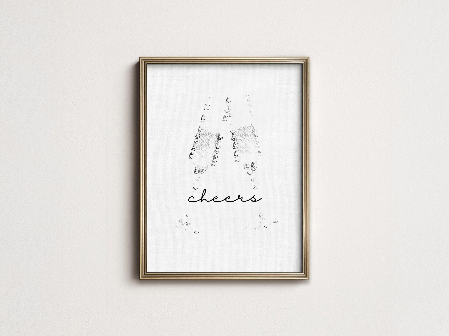 Cheers Champagne Typography Print – Minimalist Bar Cart Wall Art Poster