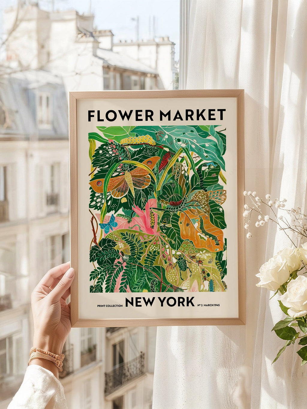 Flower Market New York Print – Botanical Wall Art Poster Decor