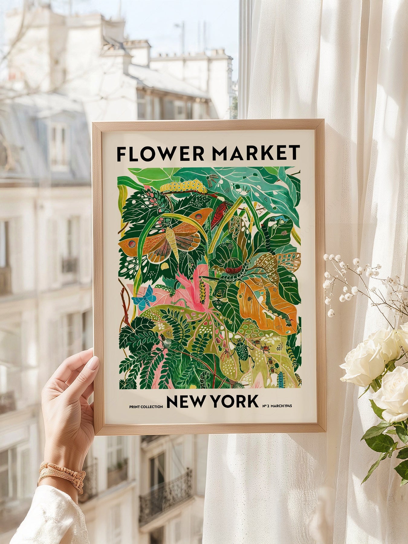 Flower Market New York Print – Botanical Wall Art Poster Decor