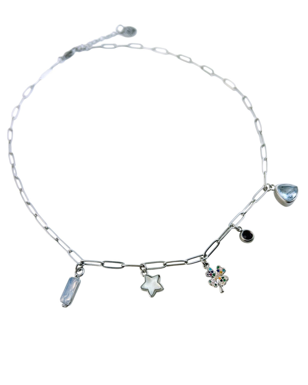 Four Leaf Clover Charm Necklace - Silver