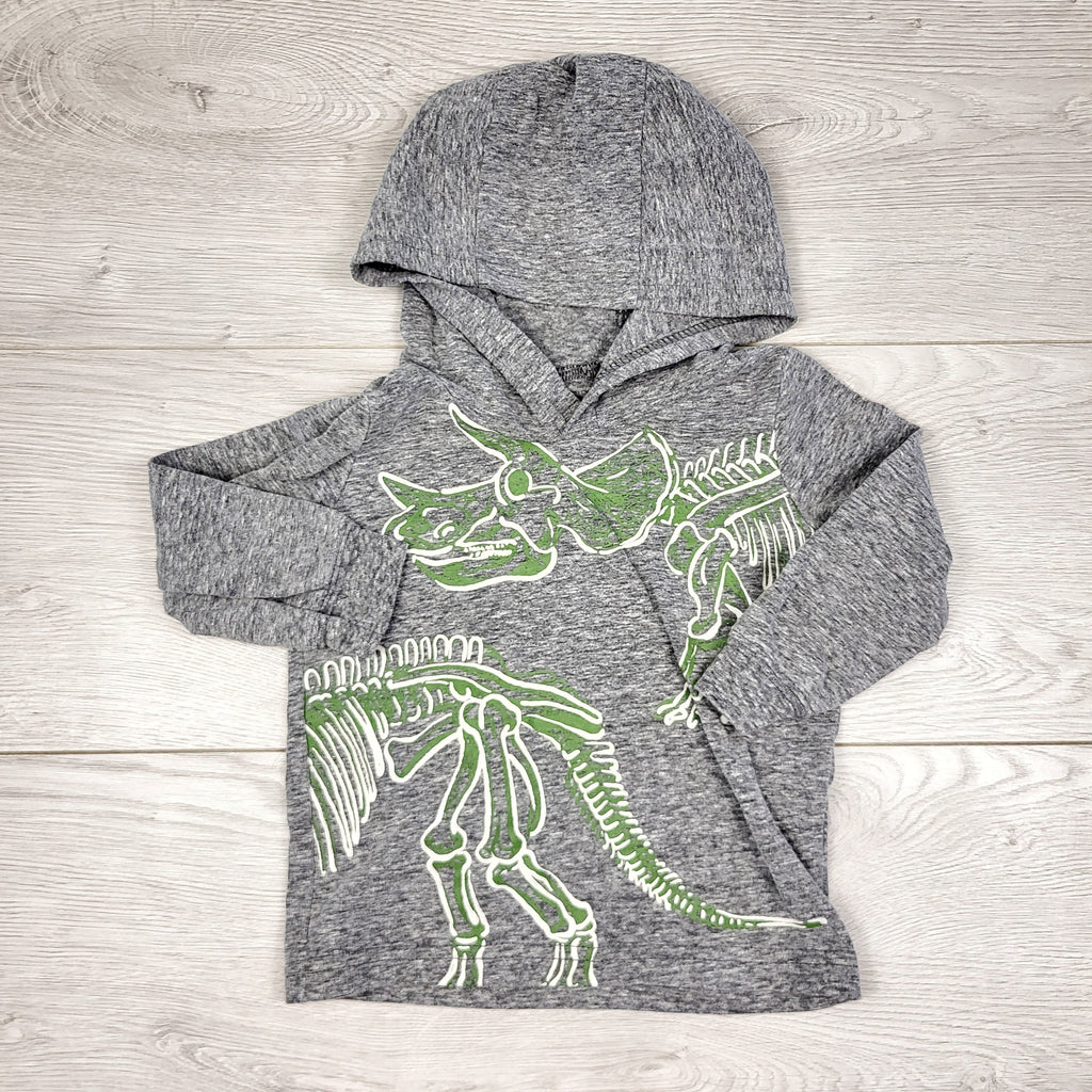 TBOW2 - T-shirt à capuche gris Carters motif dinosaures. Taille 12 mois