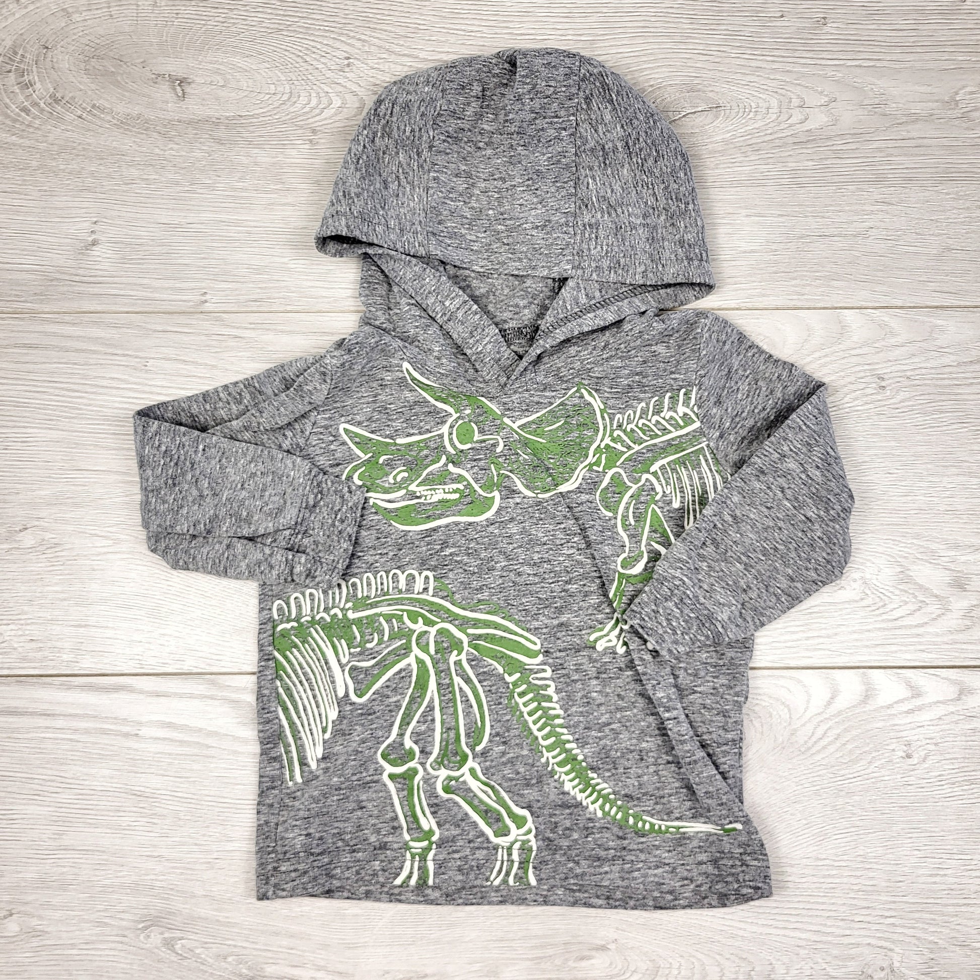 TBOW2 - T-shirt à capuche gris Carters motif dinosaures. Taille 12 mois