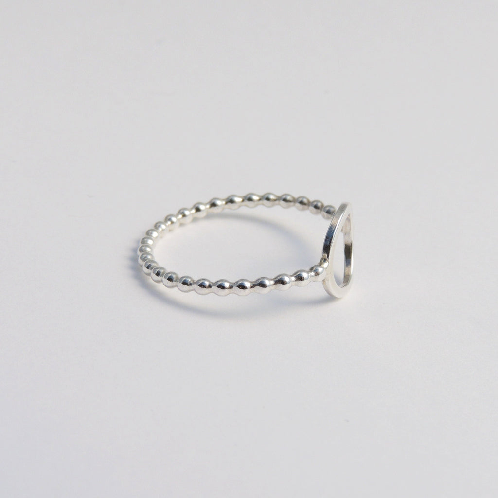 Sterling Silver Open Circle Ring Beaded Band