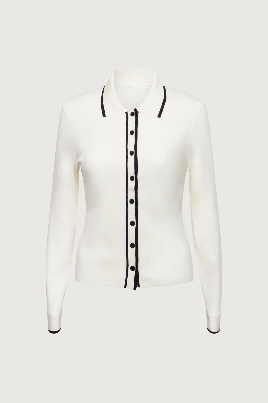 CARDIGAN À COL ET BOUTONNAGE CONTRASTÉ SUR LE DEVANT