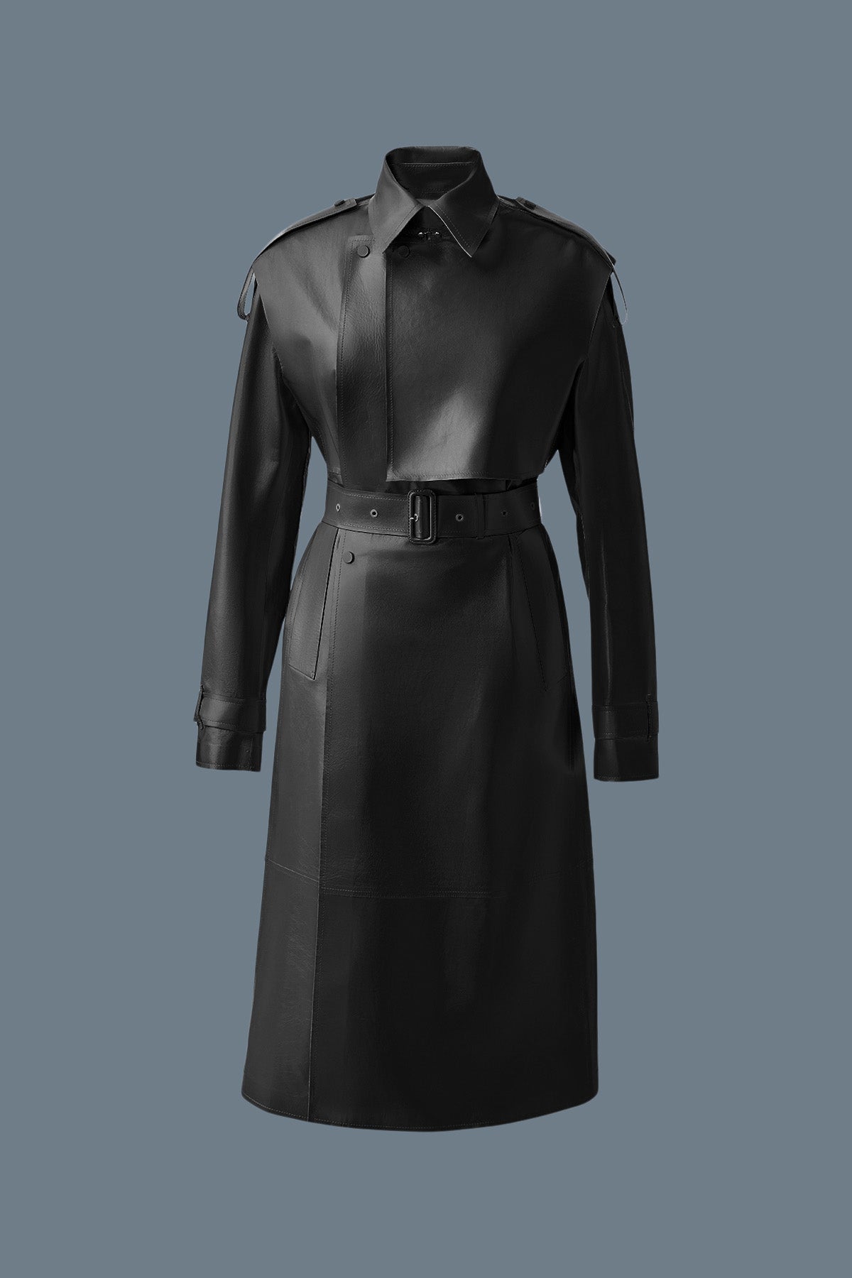 ADRIANA Trench en cuir de veau avec ceinture