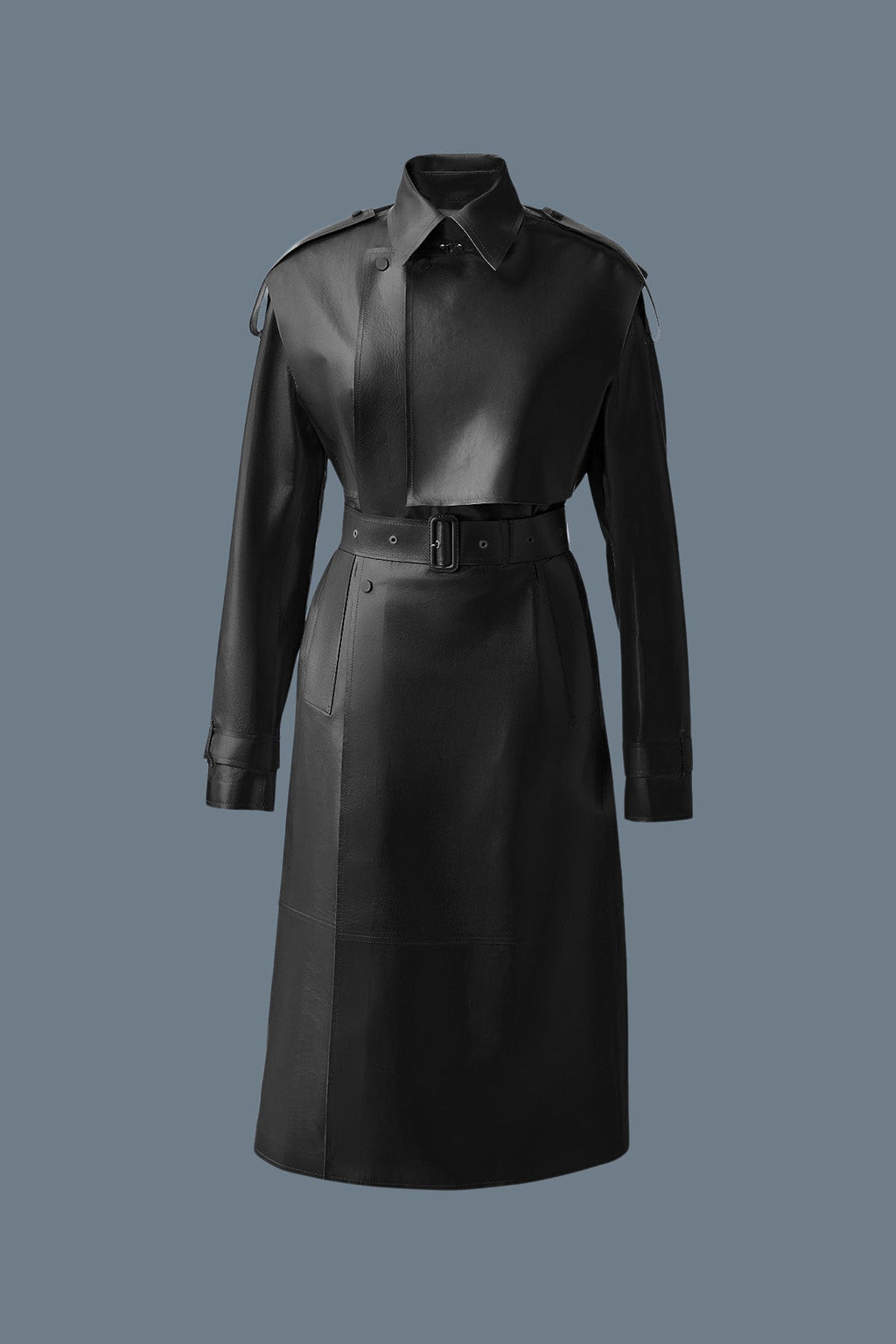 ADRIANA Calfskin trench coat with belt