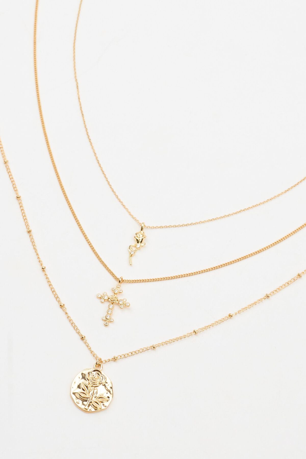 Ensemble de 3 colliers croix roses