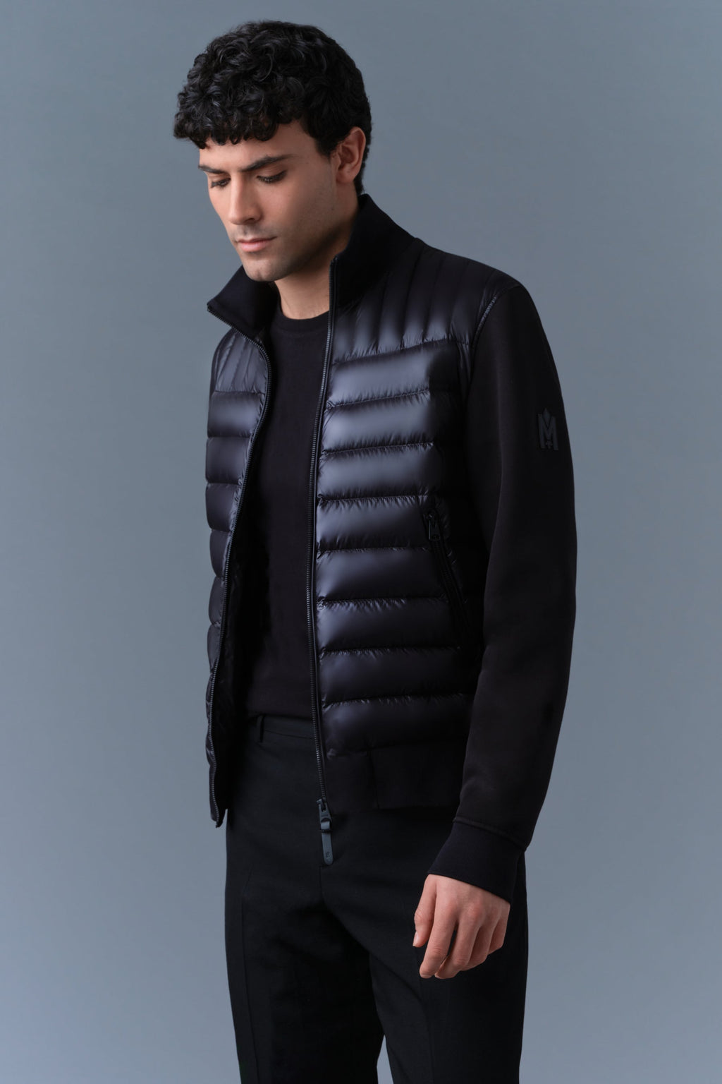 COLLIN-R Nano Down Mixed Media Bomber Jacket