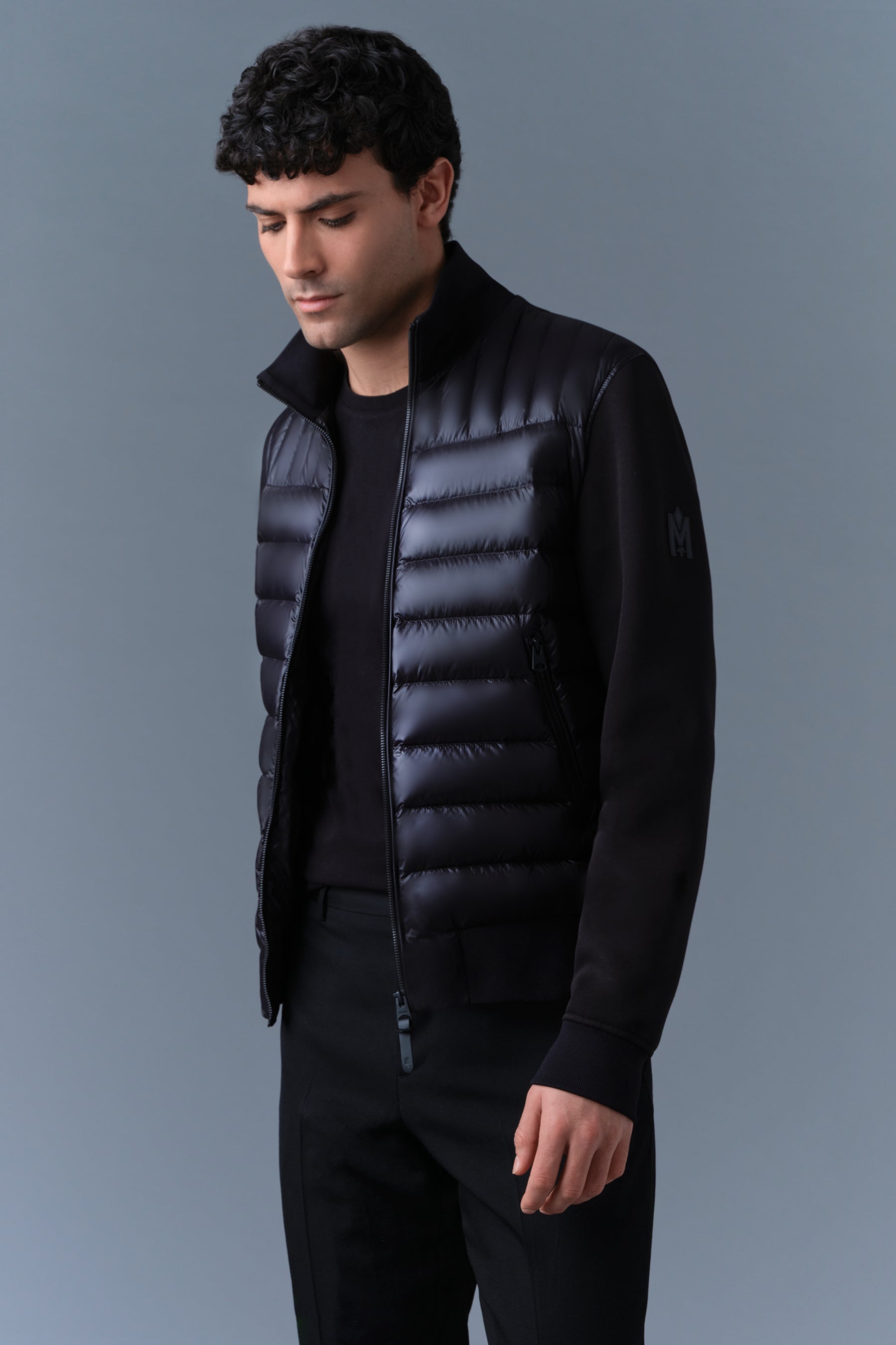 COLLIN-R Nano Down Mixed Media Bomber Jacket