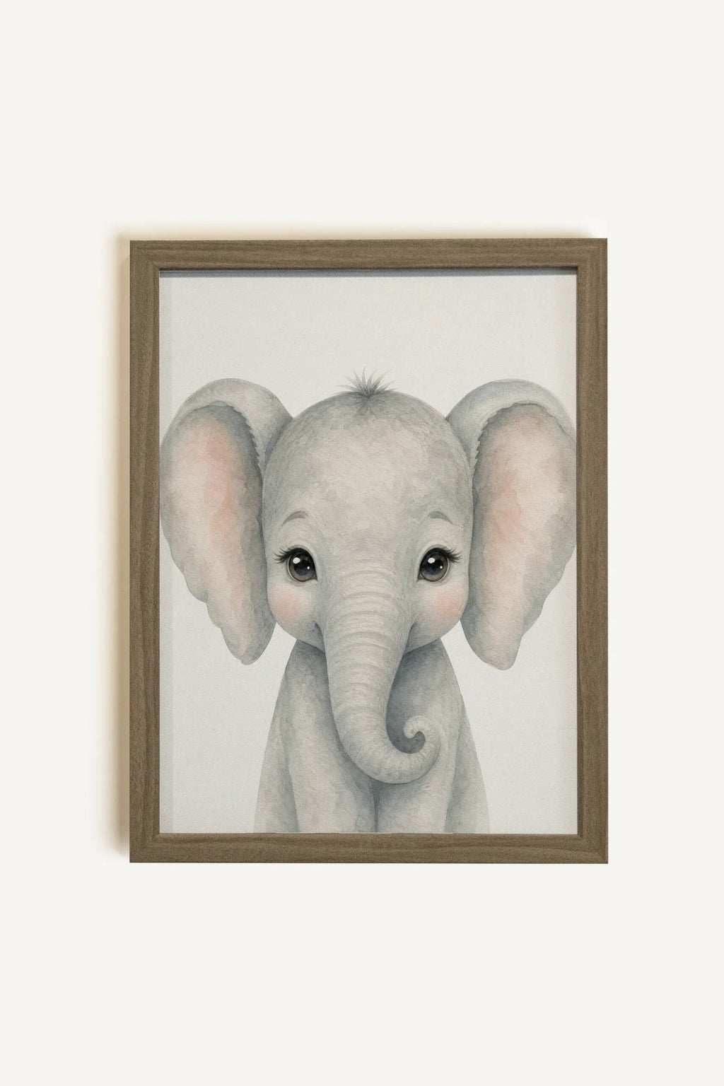 LITTLE ELEPHANT, Artwork on Stretched Canvas, Brown Oak Framed (collective)