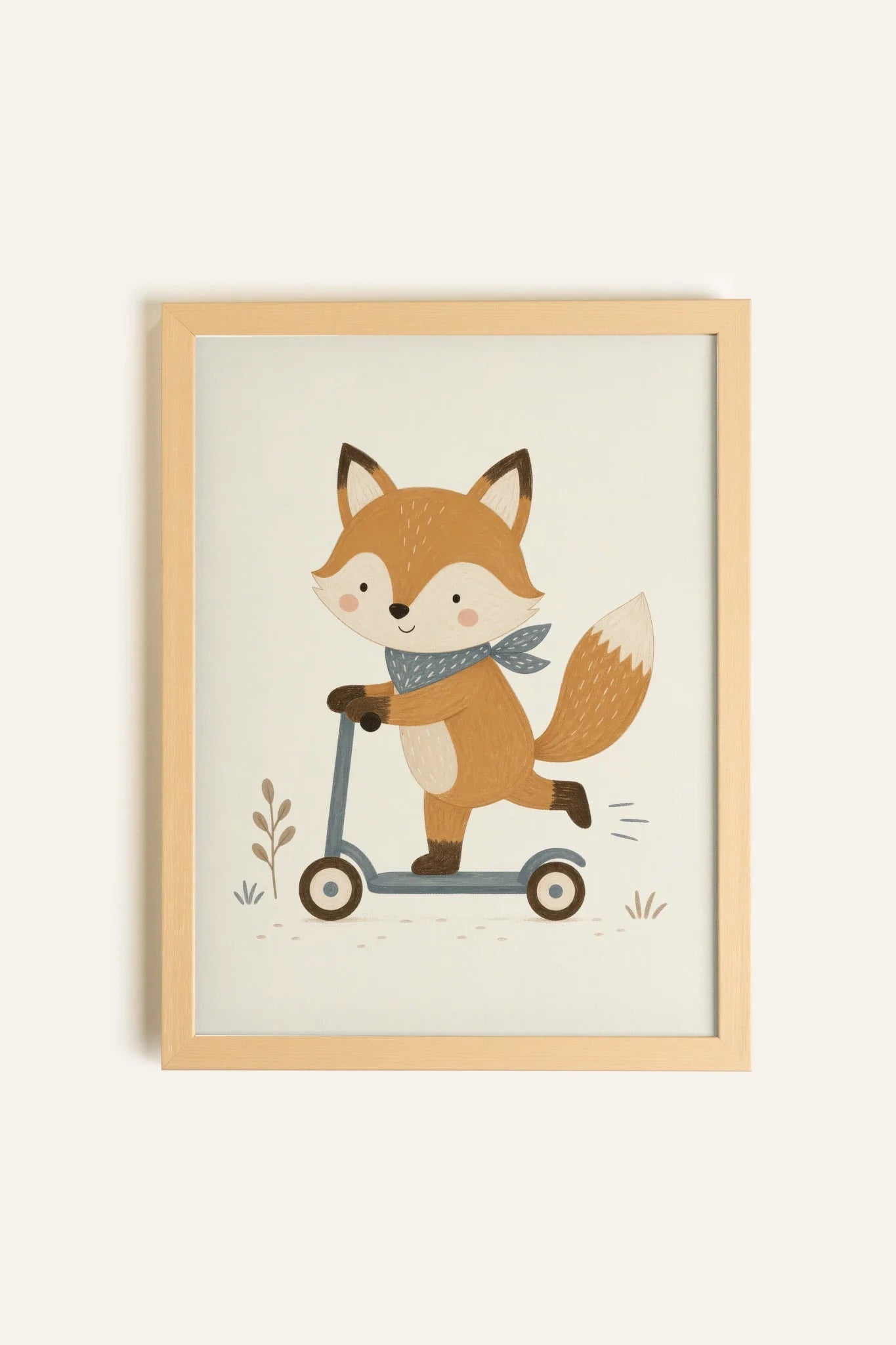 HAPPY FOX, Artwork on Stretched Canvas, Natural Light Framed (collective)
