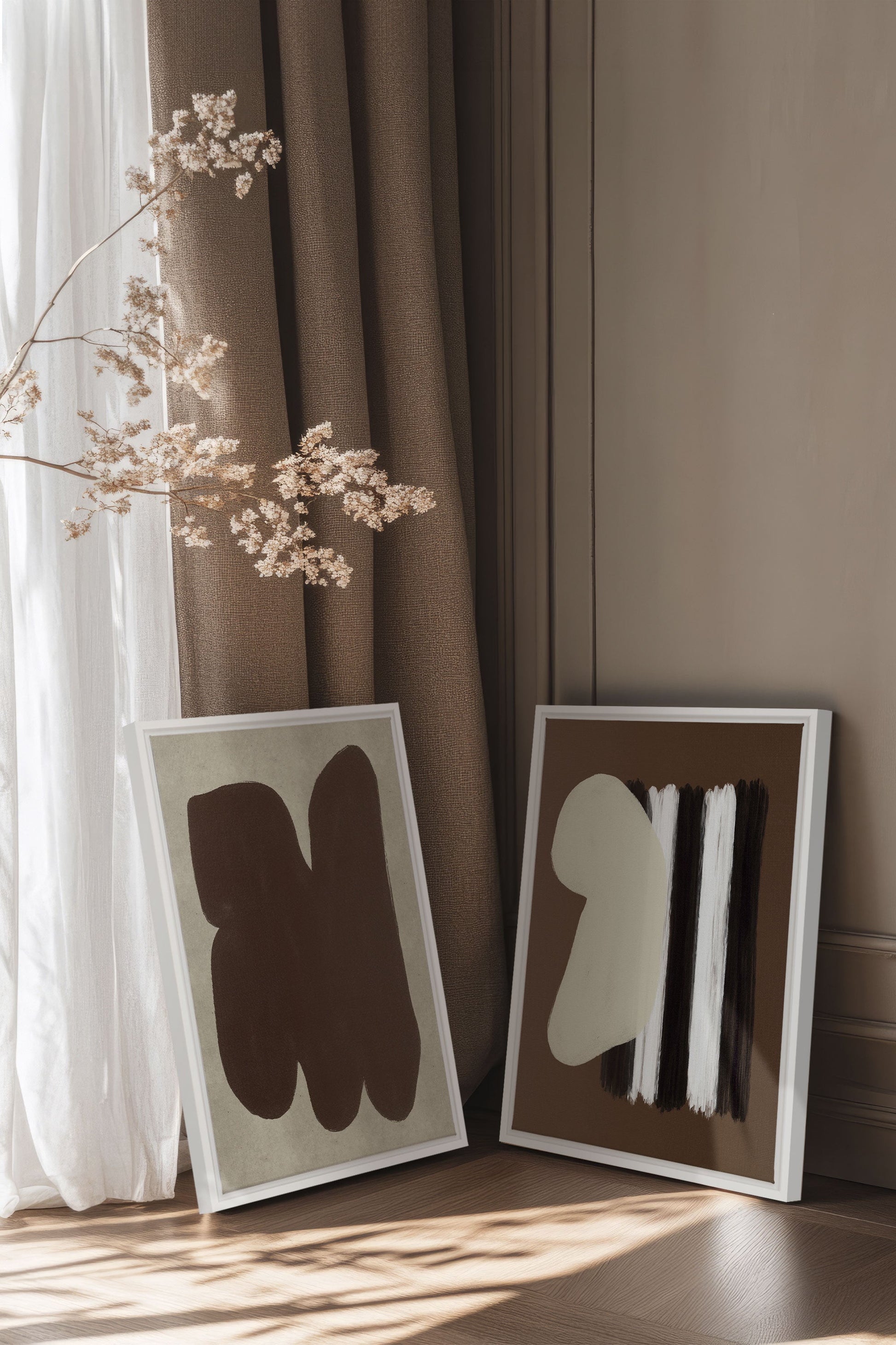 DEEP CONTRASTS DUO (2 Stretched Canvas Works)