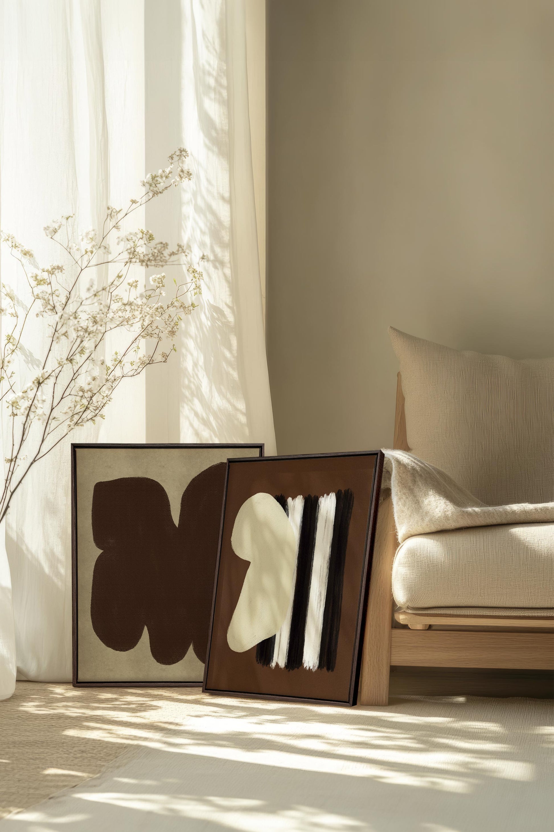 DEEP CONTRASTS DUO (2 Stretched Canvas Works)