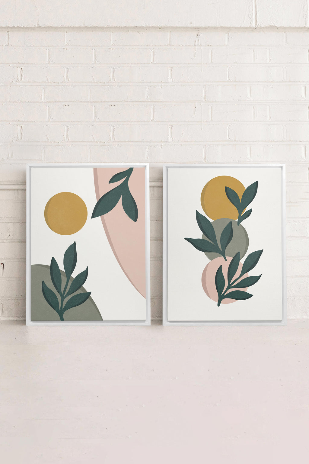RADIANT FLORA DUO (2 Stretched Canvas Artworks)