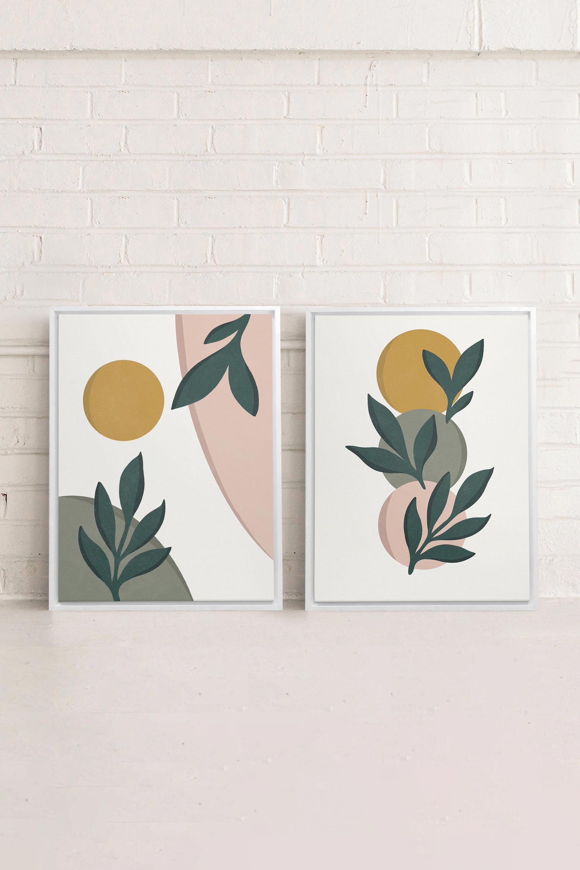 RADIANT FLORA DUO (2 Stretched Canvas Artworks)