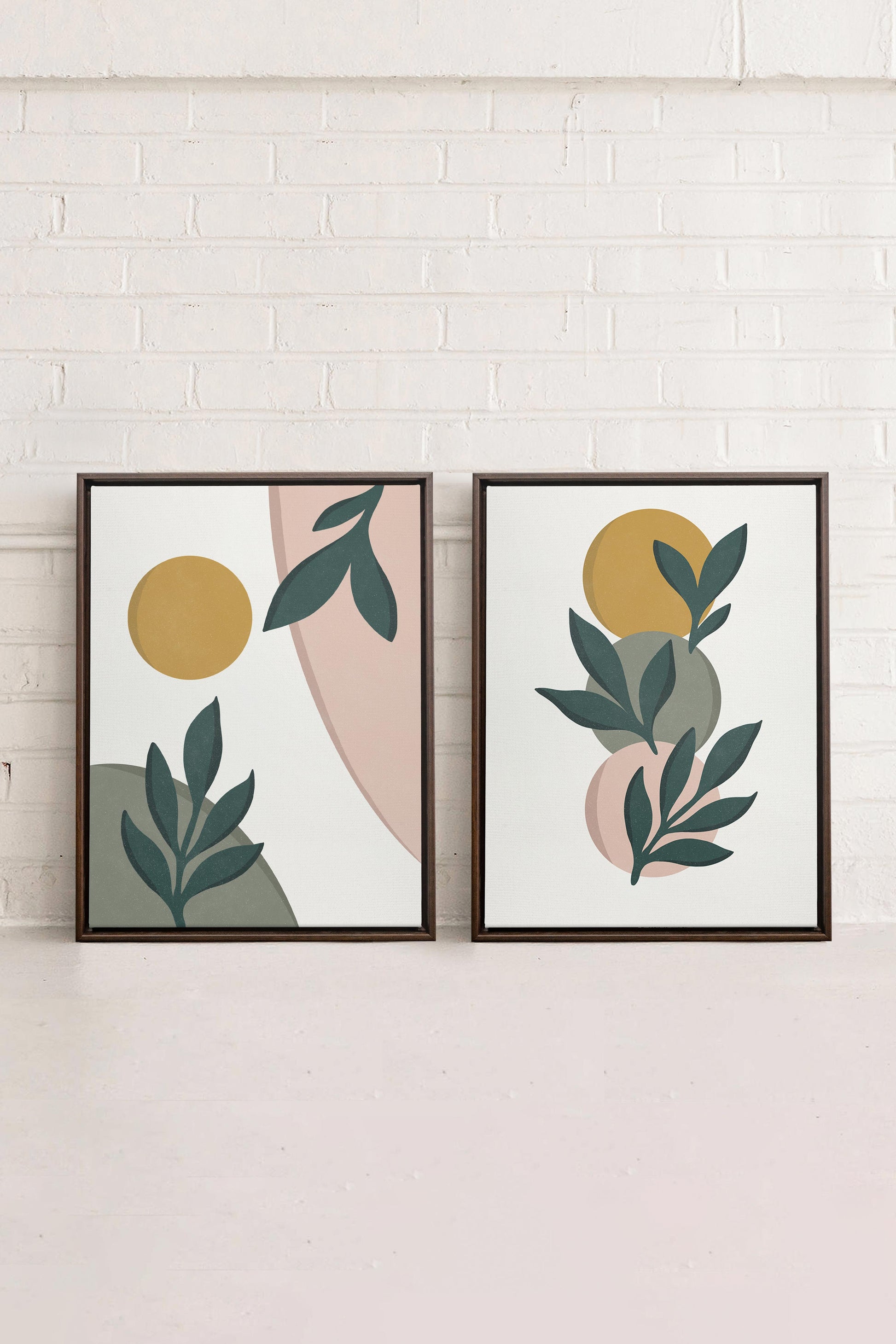 RADIANT FLORA DUO (2 Stretched Canvas Artworks)