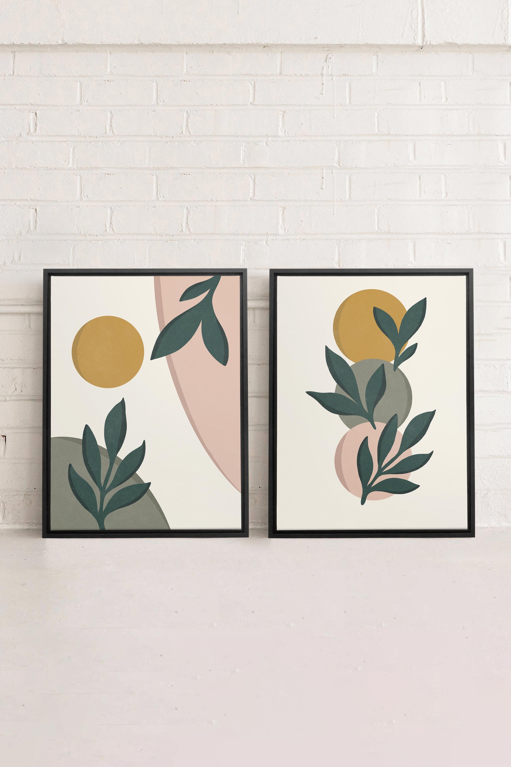 RADIANT FLORA DUO (2 Stretched Canvas Artworks)