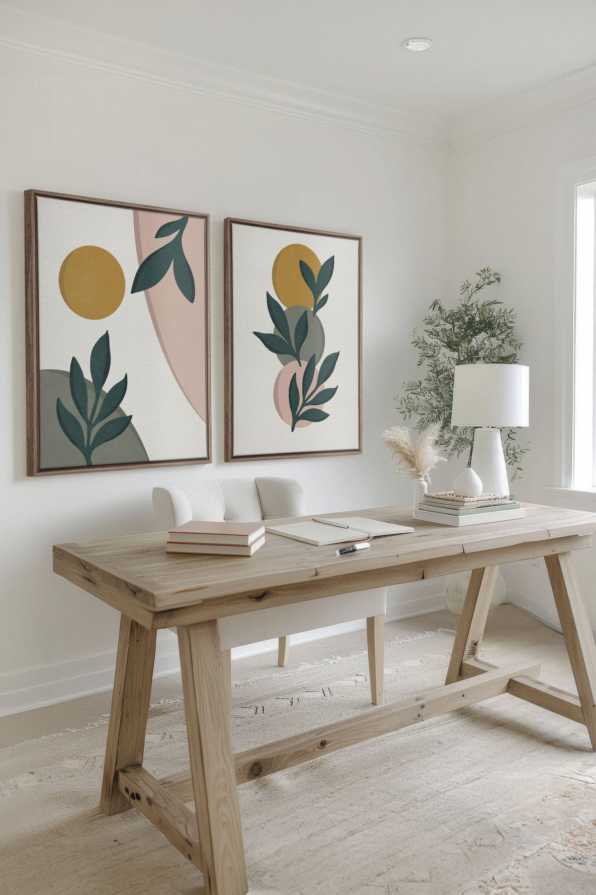 RADIANT FLORA DUO (2 Stretched Canvas Artworks)
