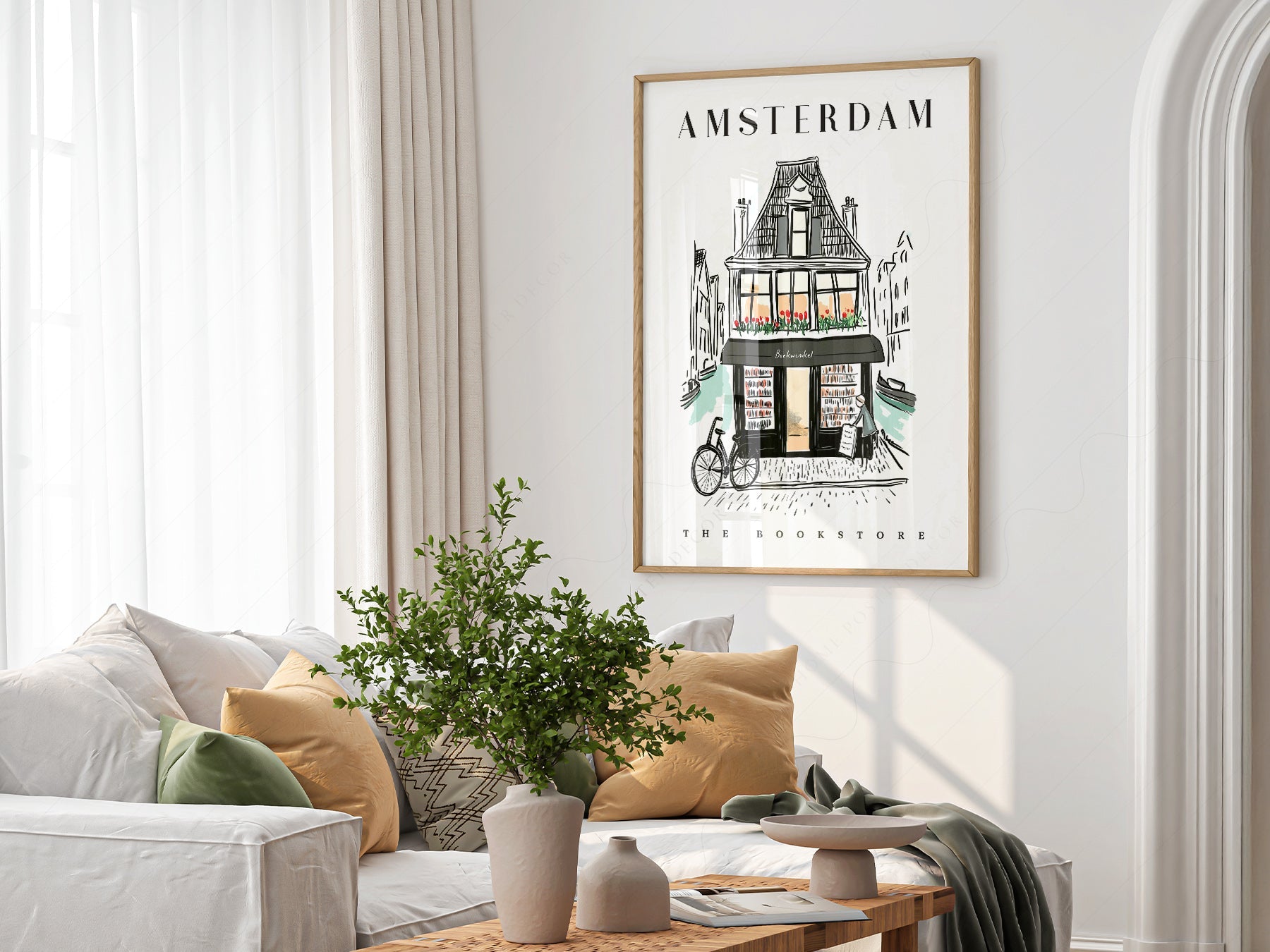 Amsterdam Bookstore Art Print – Charming Dutch Bookshop Wall Poster