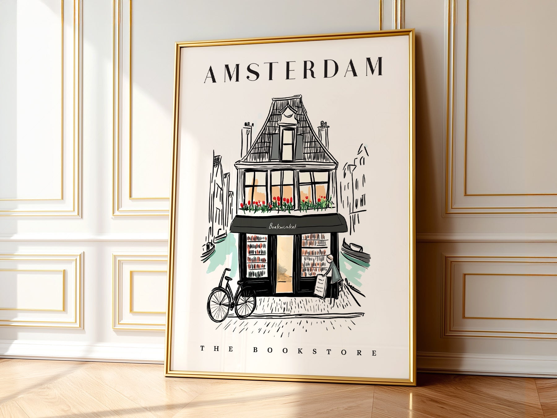 Amsterdam Bookstore Art Print – Charming Dutch Bookshop Wall Poster