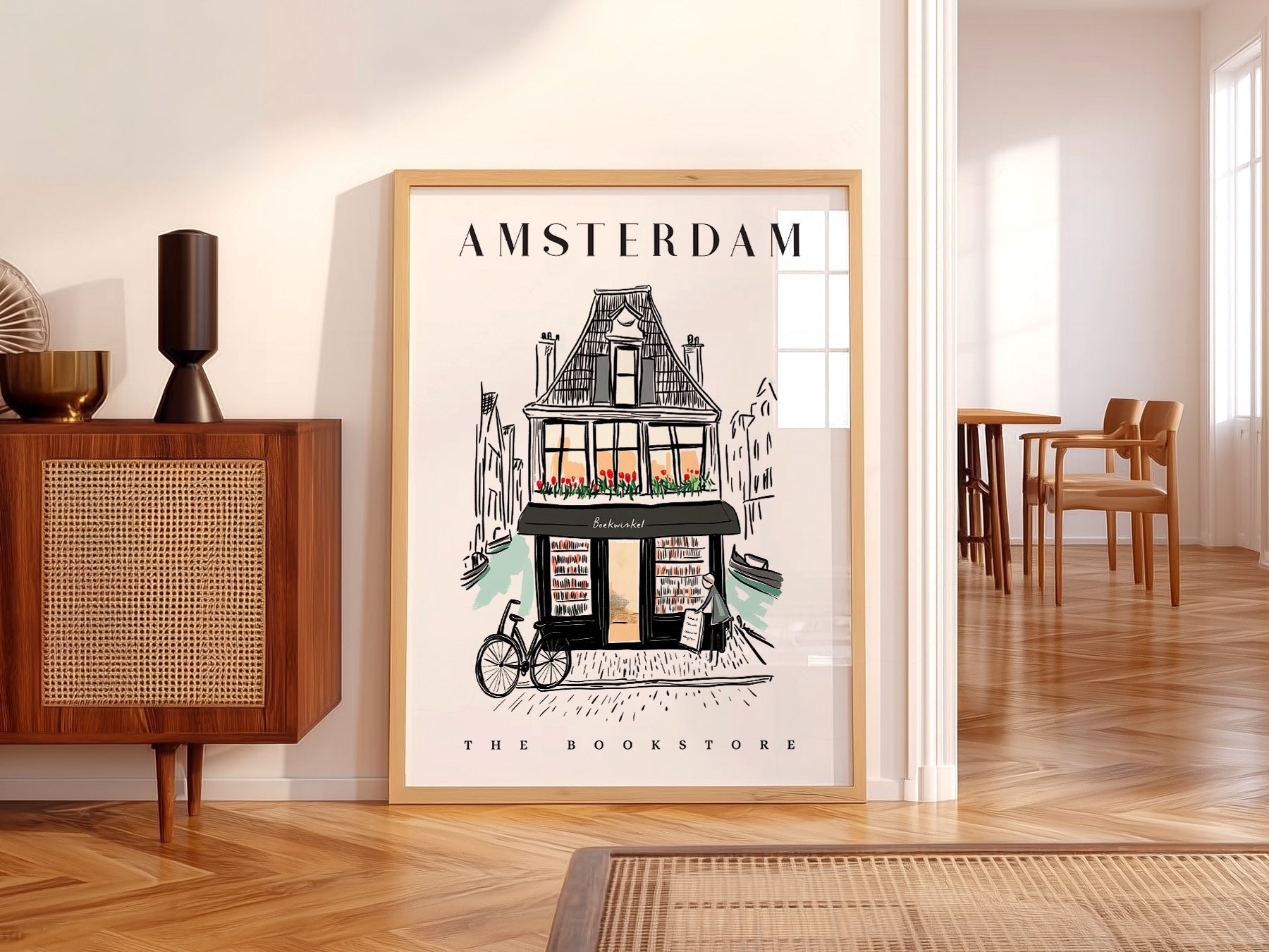Amsterdam Bookstore Art Print – Charming Dutch Bookshop Wall Poster