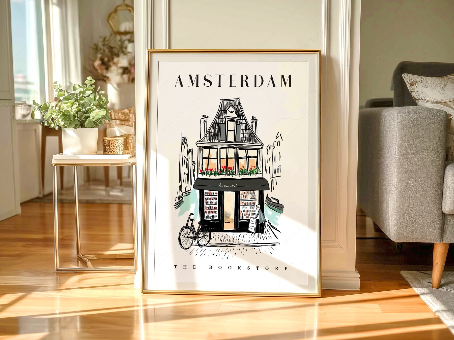 Amsterdam Bookstore Art Print – Charming Dutch Bookshop Wall Poster