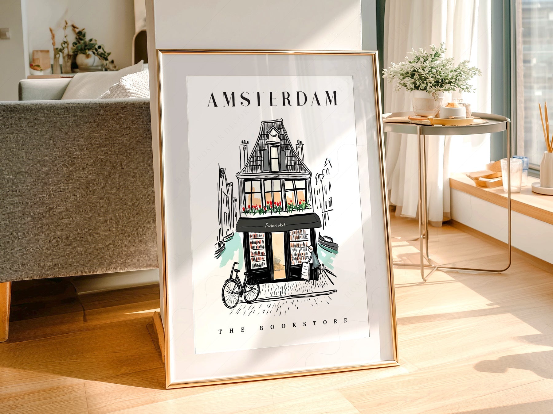Amsterdam Bookstore Art Print – Charming Dutch Bookshop Wall Poster