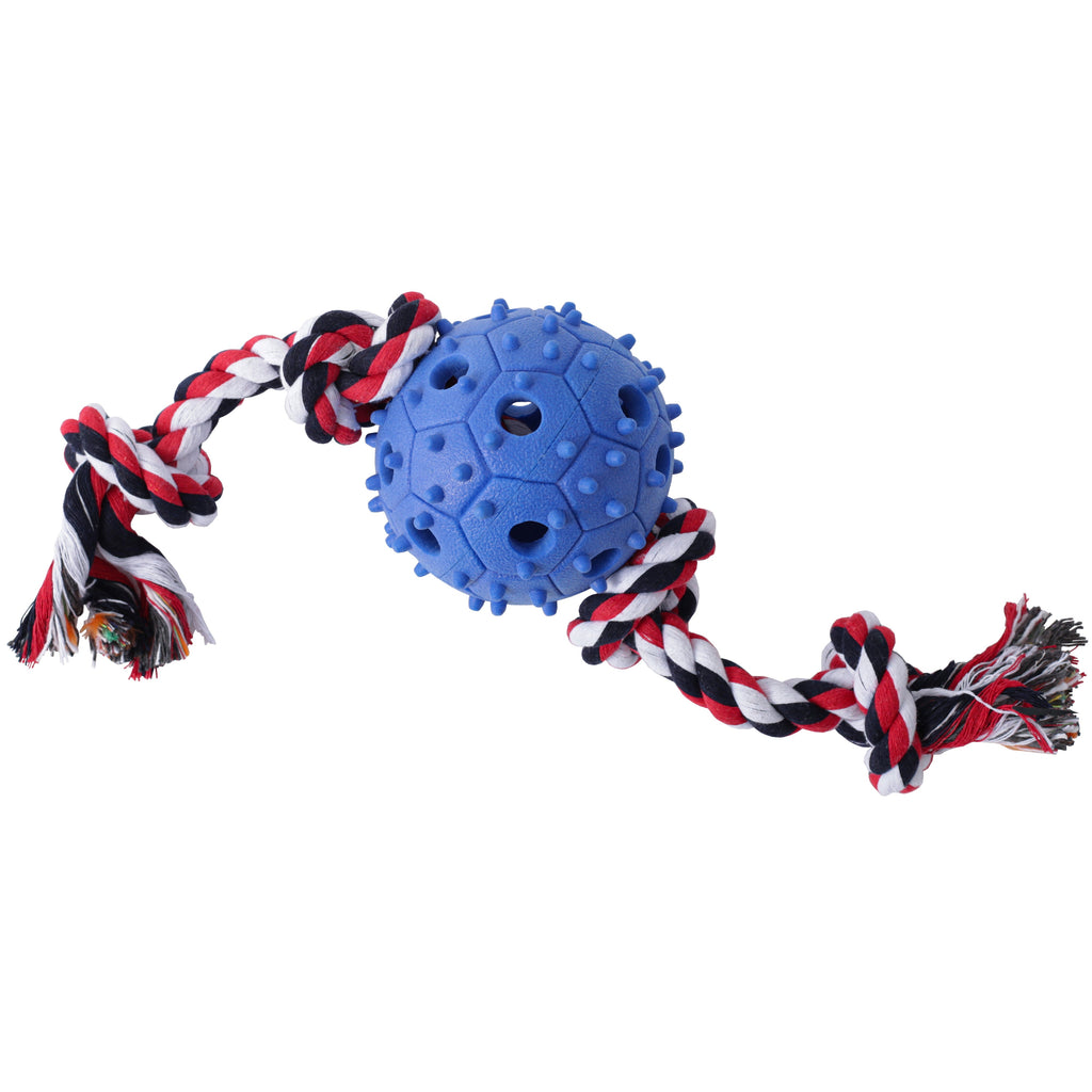 Jouet à mâcher pour chien avec corde à tirer et distributeur de friandises, balle en caoutchouc