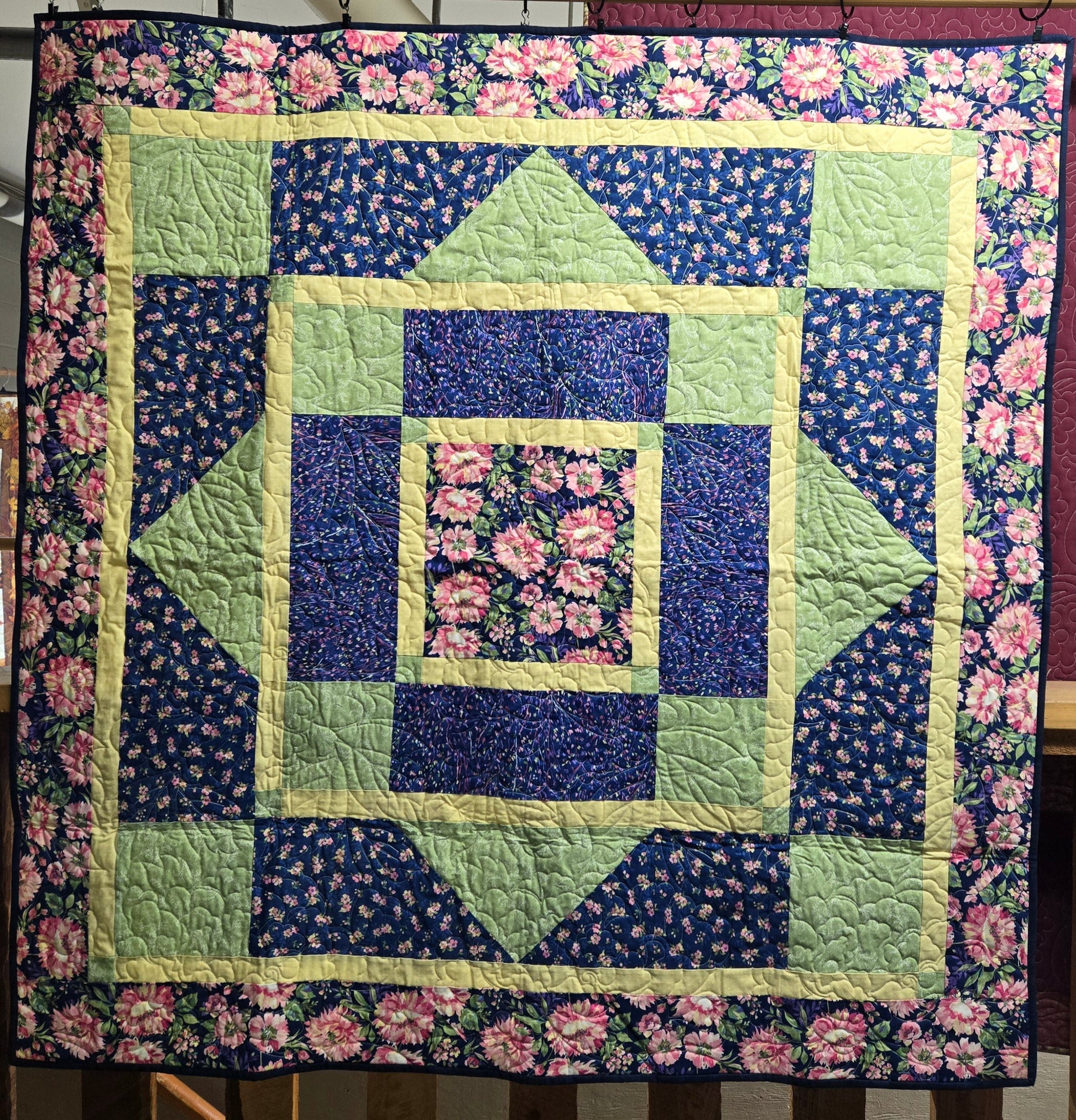 Store Sample- Lap Quilt- Green,Yellow, Purple Floral
