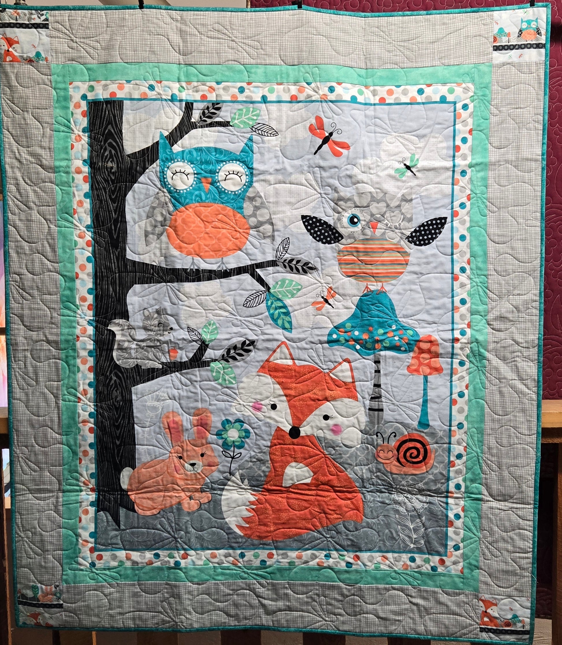 Échantillon en magasin - Couette pour bébé - Panneau Hibou et Renard