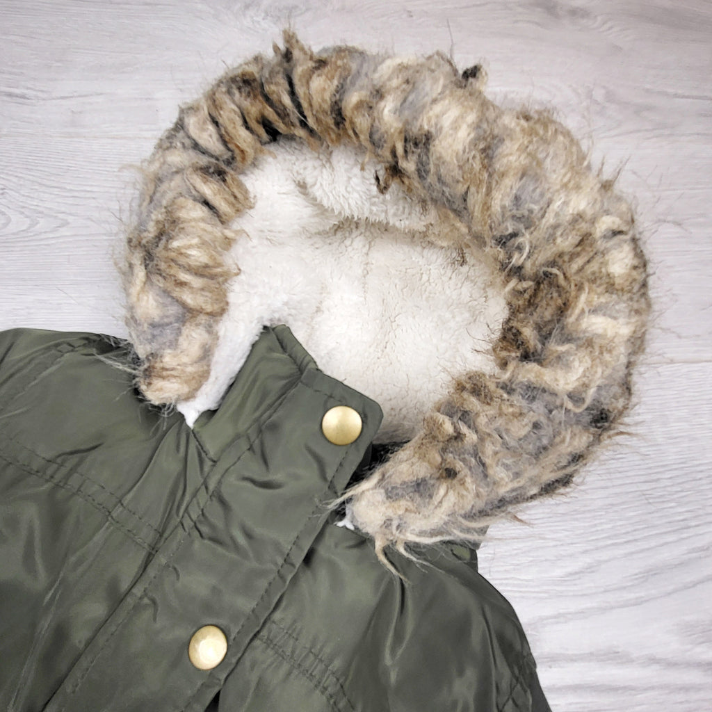 NKLB11 - Veste imperméable George vert olive doublée sherpa. Taille 2T