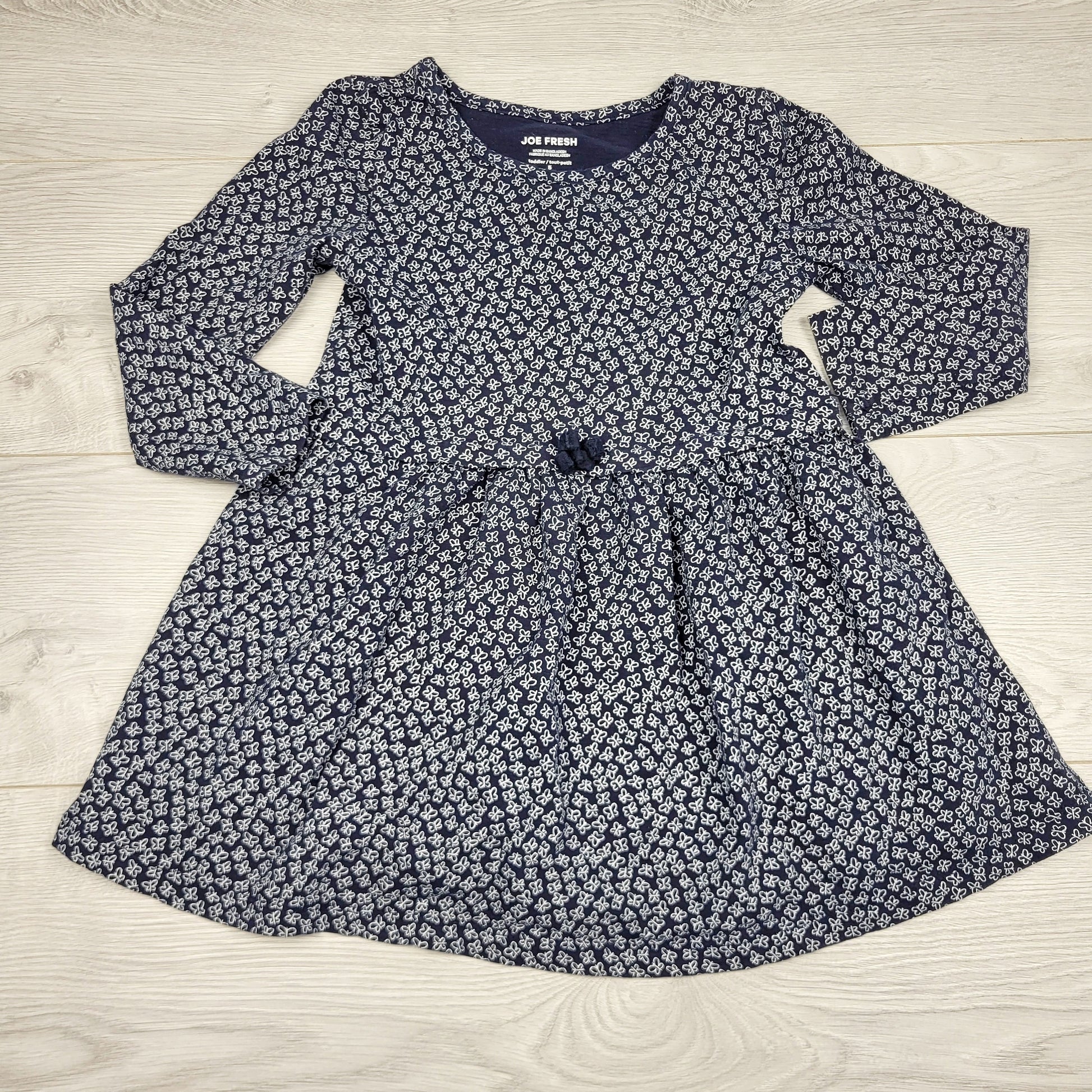 PS3 - Robe Joe bleu marine à manches longues et papillons. Taille 5T