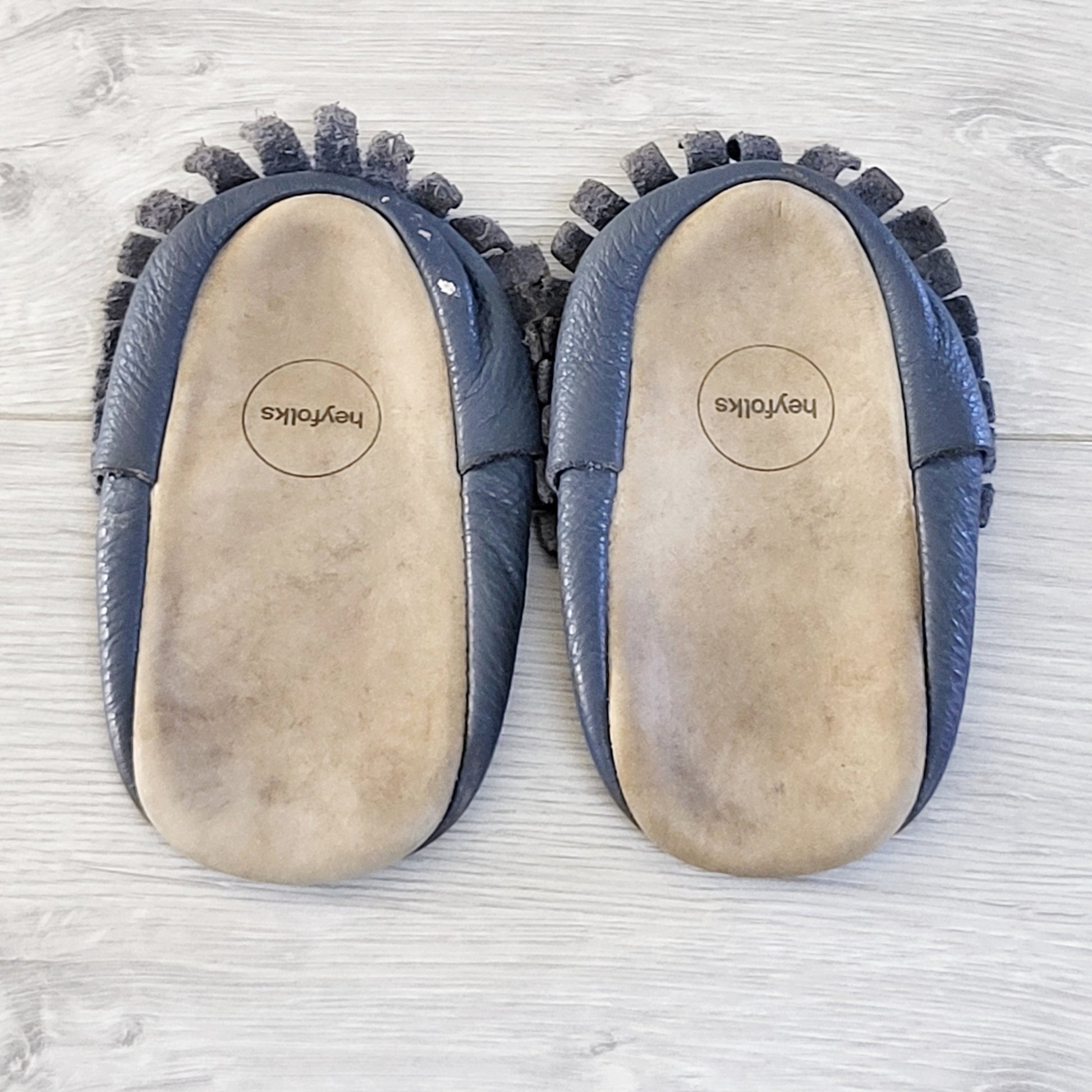 TBOW1 - Chaussures Heyfolks en cuir bleu à semelles souples. Pointure 4 🍁