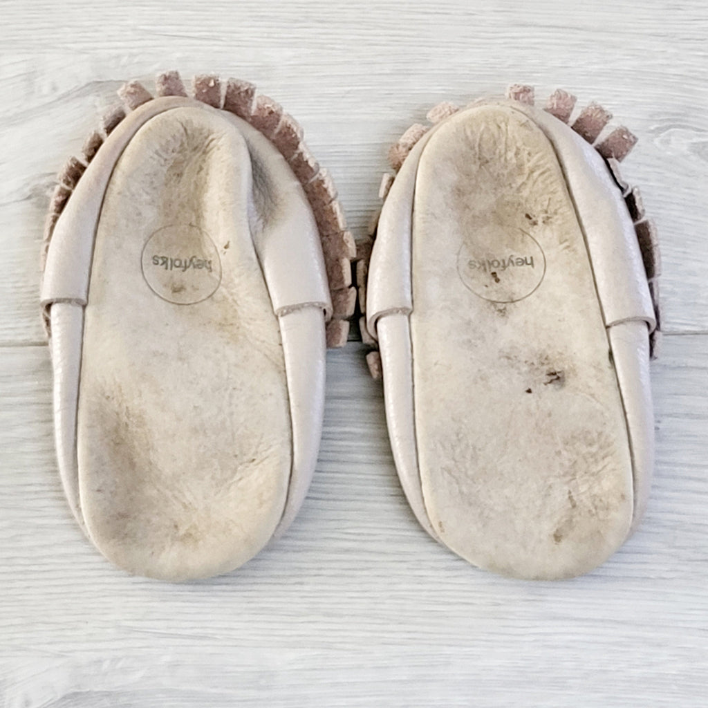 TBOW1 - Chaussures Heyfolks en cuir beige à semelles souples. Pointure 5 🍁